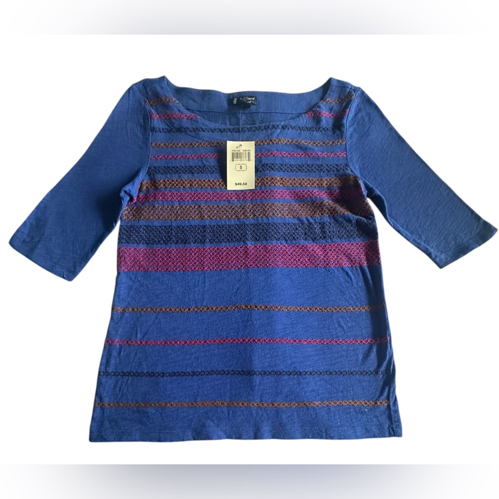 Blue and Pink Striped Women's Top